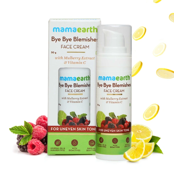 Mama Earth Bye Bye Blemishes Face Cream for Reducing Pigmentation and Blemishes with Mulberry Extract and Vitamin C -30ml