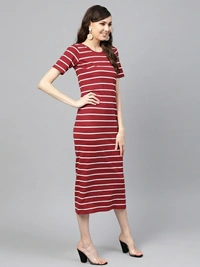 Sassafras Women Sheath Maroon Dress - Maroon, L