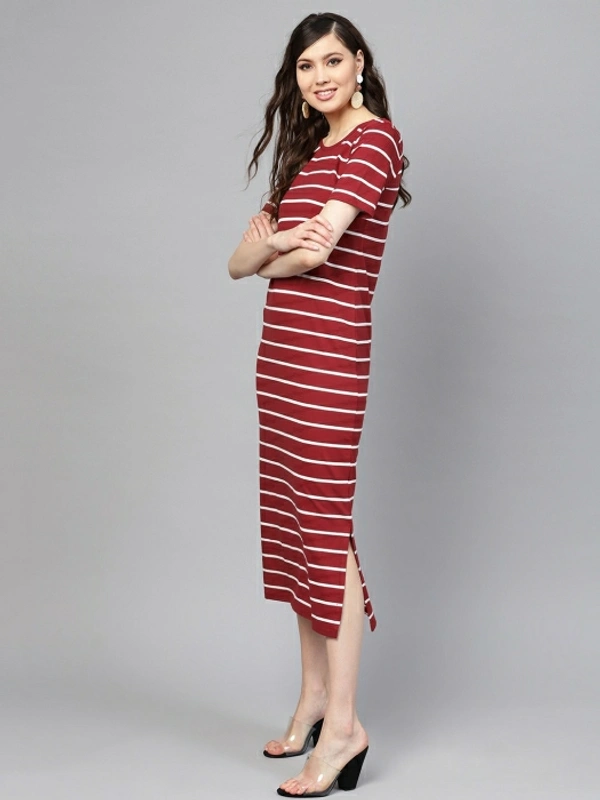Sassafras Women Sheath Maroon Dress - Maroon, L
