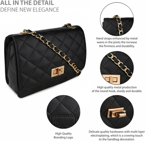 Amyence Black Sling Bag AY-WSB-Diamond-Black - Black 🖤