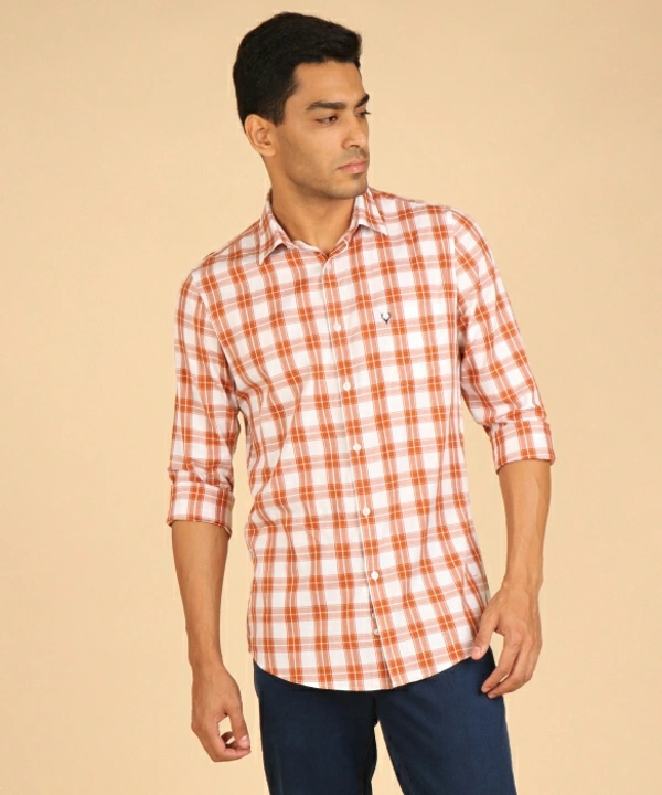 Allen Solly Men Checkered Casual Brown Shirt - 38, Brown 🤎