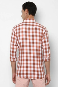Allen Solly Men Checkered Casual Brown Shirt - 38, Brown 🤎