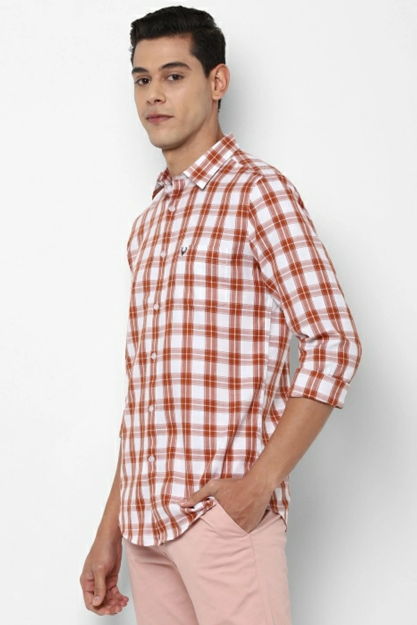 Allen Solly Men Checkered Casual Brown Shirt - 39, Brown 🤎