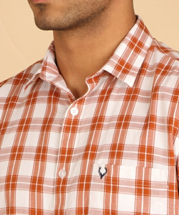 Allen Solly Men Checkered Casual Brown Shirt - 39, Brown 🤎