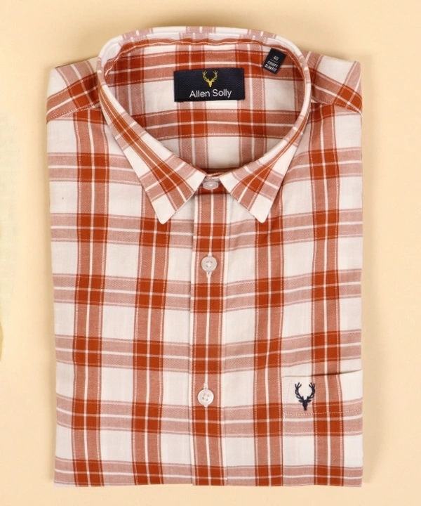 Allen Solly Men Checkered Casual Brown Shirt - 39, Brown 🤎