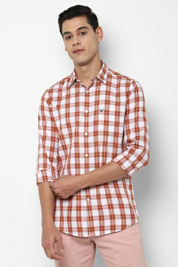 Allen Solly Men Checkered Casual Brown Shirt - 46, Brown 🤎