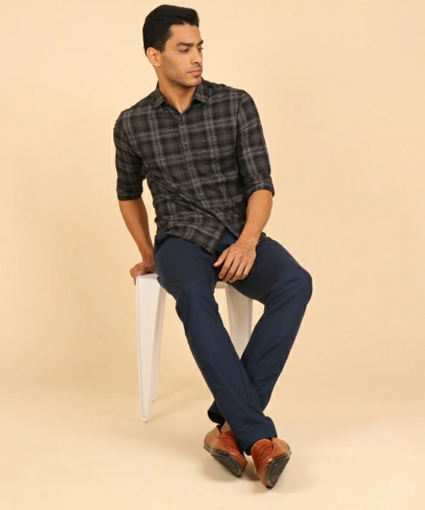 Spykar Men Solid Casual Grey Shirt - L, Grey