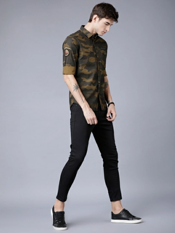 Highlander Men Military Camouflage Casual Green Shirt - S, Green 💚