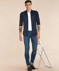 Spykar Men Solid Casual Blue Shirt - Navy Blue 💙, M