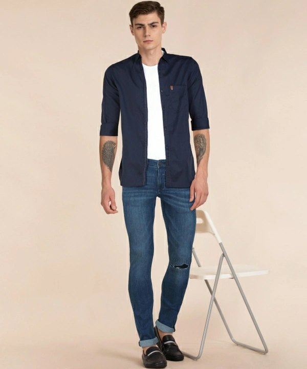 Spykar Men Solid Casual Blue Shirt - Navy Blue 💙, M