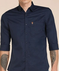 Spykar Men Solid Casual Blue Shirt - Navy Blue 💙, XL