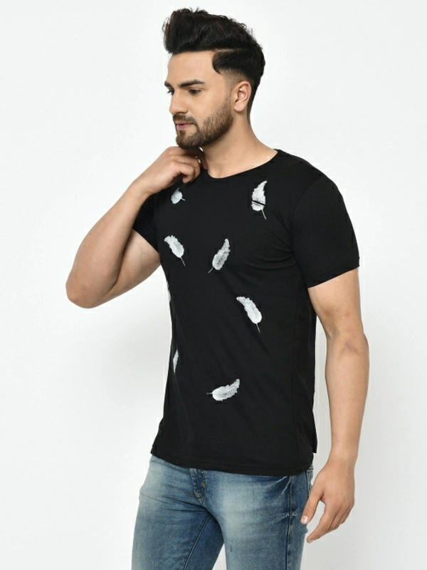 Smartees Printed Men Round Neck Black T-Shirt - Black 🖤, S