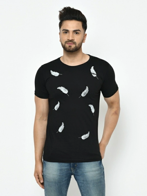 Smartees Printed Men Round Neck Black T-Shirt - Black 🖤, L