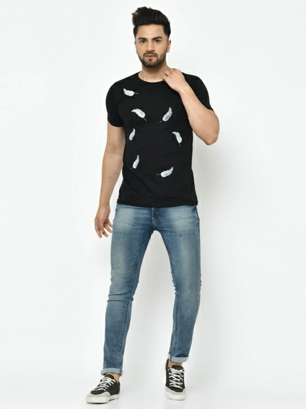 Smartees Printed Men Round Neck Black T-Shirt - Black 🖤, XL