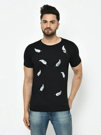Smartees Printed Men Round Neck Black T-Shirt - Black 🖤, XL
