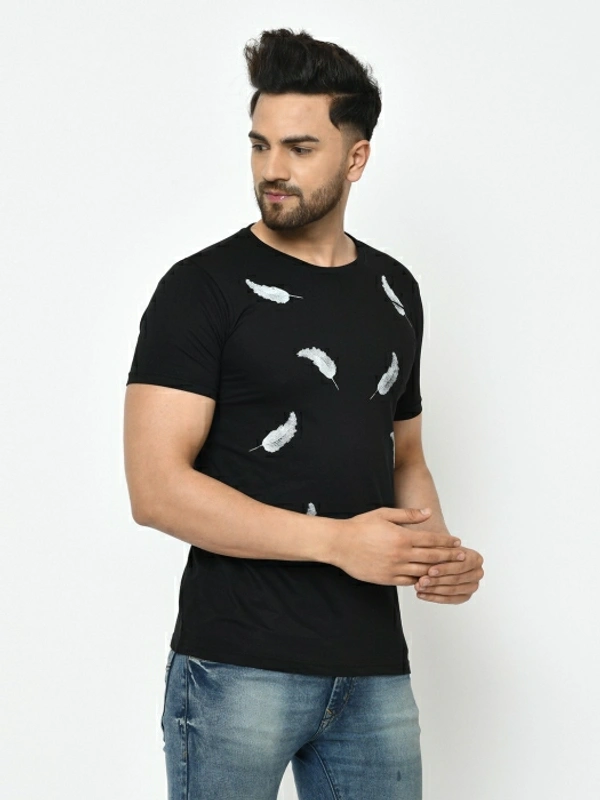 Smartees Printed Men Round Neck Black T-Shirt - Black 🖤, XL