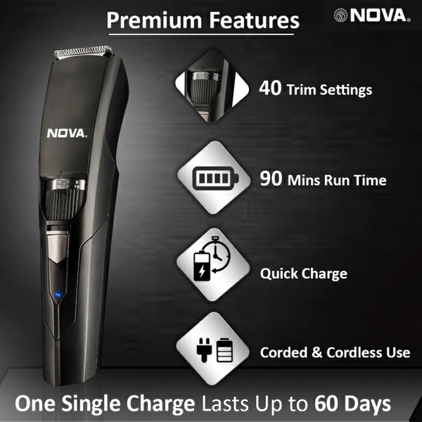 Nova NOVA NHT 1052 USB  Runtime: 90 min Trimmer for Men - Black