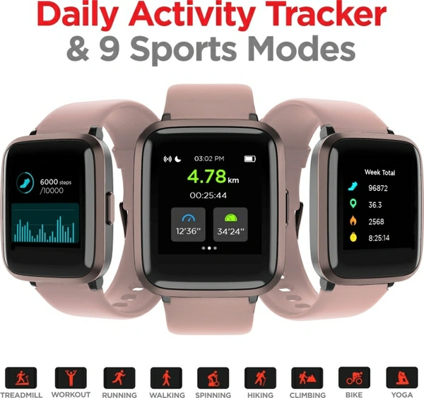 boAt Storm Smartwatch (Pink Strap, Regular) - Pink, 3.3 cms (1.3 Inches)