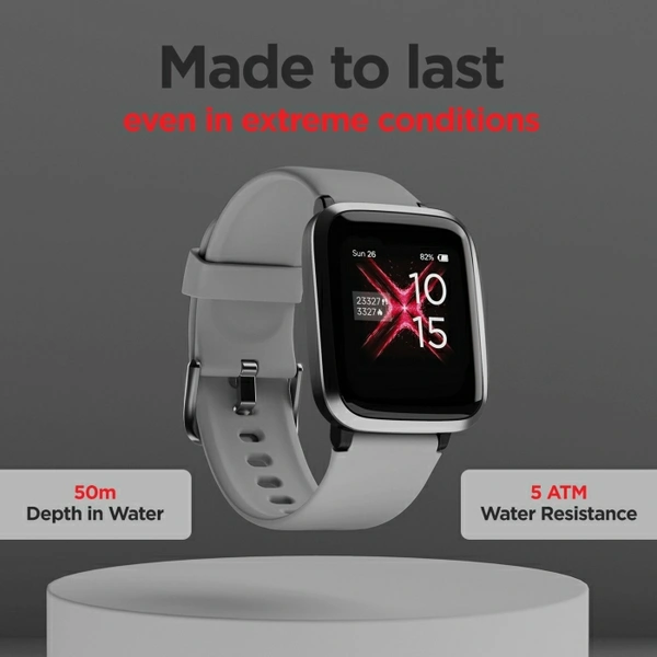 boAt Storm Smartwatch (Grey Strap, Regular) - Grey, 3.3 cms (1.3 inches)