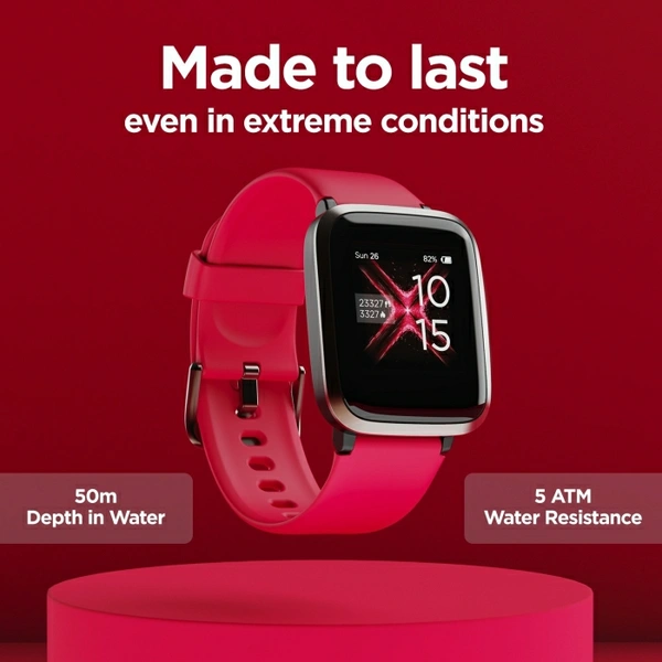 boAt Storm Smartwatch (Red Strap, Regular) - Red, 3.3 cms (1.3 inches)