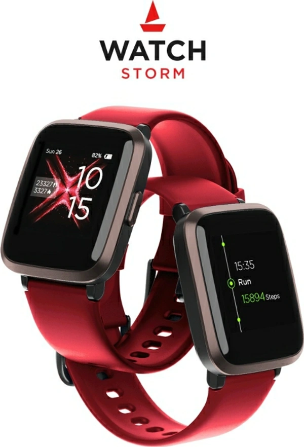 boAt Storm Smartwatch (Red Strap, Regular) - Red, 3.3 cms (1.3 inches)