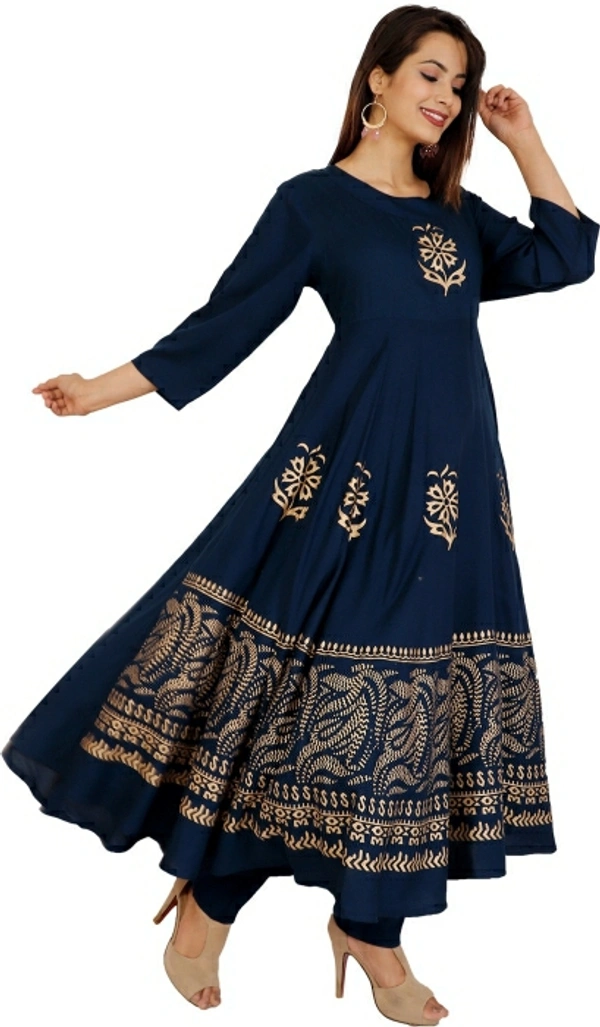 Lee Moda Women Printed Flared Kurta - Blue 💙, S
