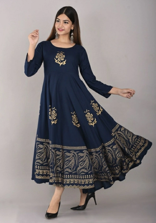 Lee Moda Women Printed Flared Kurta - Blue 💙, S