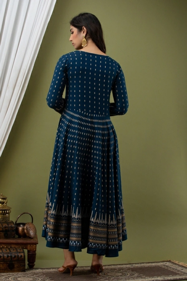 Lee Moda Women Printed Flared Kurta Teal Blue 💙 - Teal Blue 💙, L