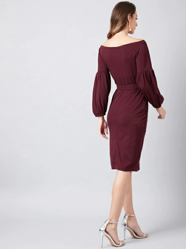 Selvia Women Wrap Maroon Dress - Maroon, XXL