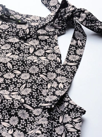 Dressberry Casual No Sleeve Printed Women Black Top - M
