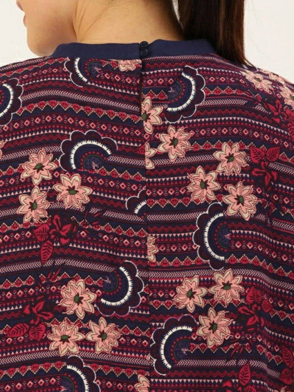 Dressberry Casual Short Sleeve Floral Print Women Maroon Top - Maroon, XL
