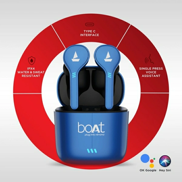 boAt Airdopes 431 Bluetooth Headset (Sporty Blue 💙) - Sporty Blue