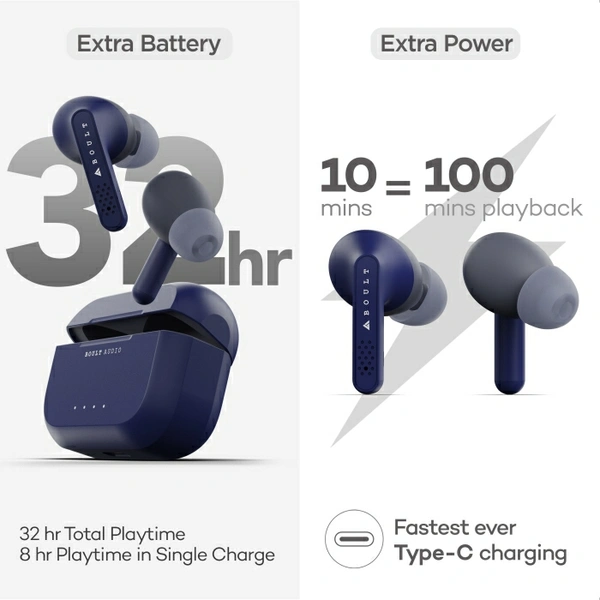Boult Audio AirBass GearPods with 32H Playtime Bluetooth Headset - Black