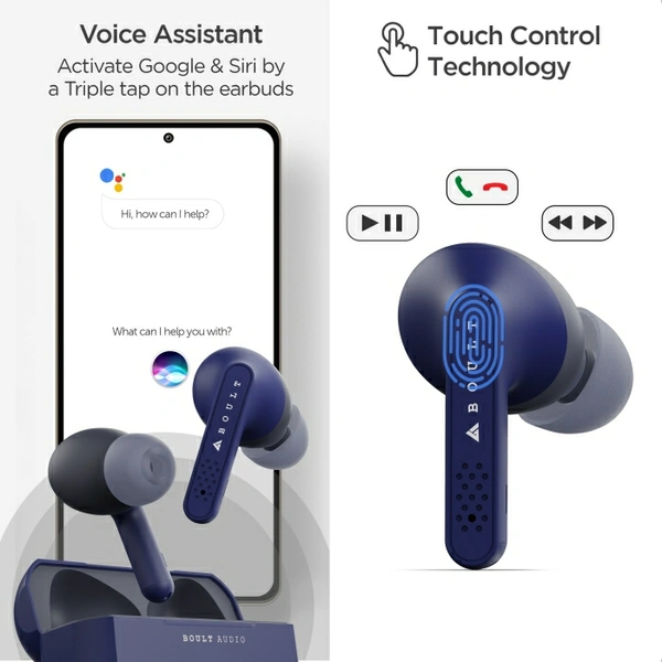 Boult Audio AirBass GearPods with 32H Playtime Bluetooth Headset - Blue