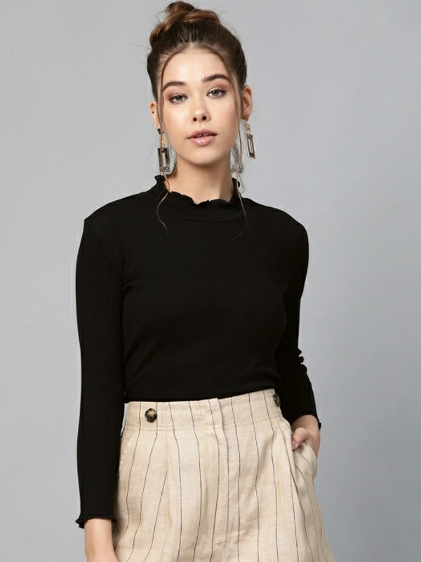 Sassafras Casual Regular Sleeve Solid Women Black Top - XS, Black 🖤