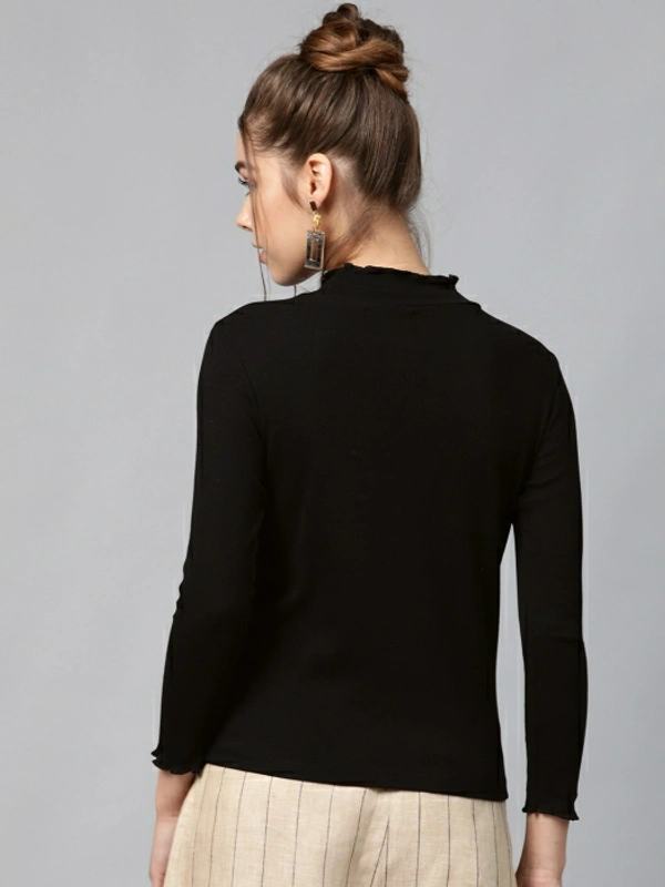 Sassafras Casual Regular Sleeve Solid Women Black Top - XS, Black 🖤