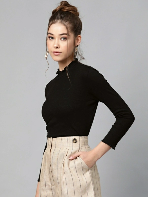 Sassafras Casual Regular Sleeve Solid Women Black Top - L, Black 🖤
