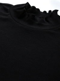 Sassafras Casual Regular Sleeve Solid Women Black Top - XXL, Black 🖤
