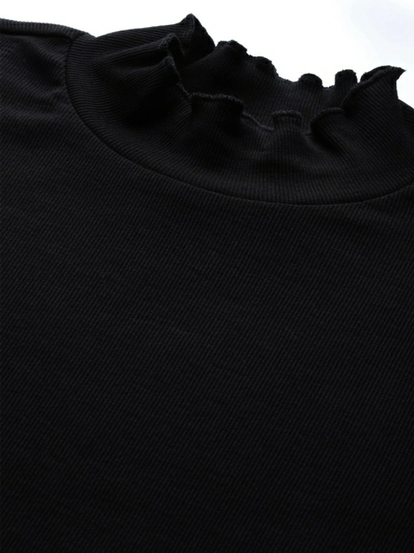 Sassafras Casual Regular Sleeve Solid Women Black Top - XXL, Black 🖤