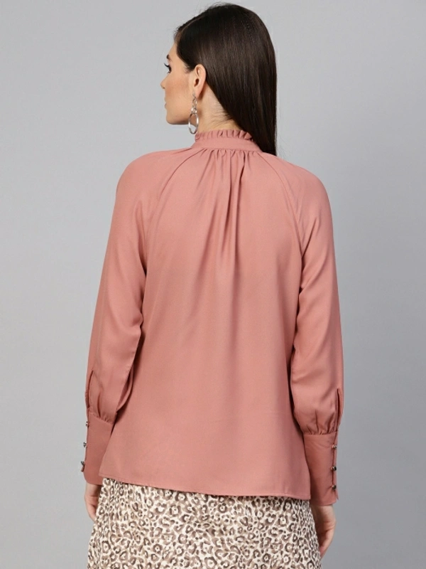Sassafras Casual Cuffed Sleeve Solid Women Pink Top - Pink, M
