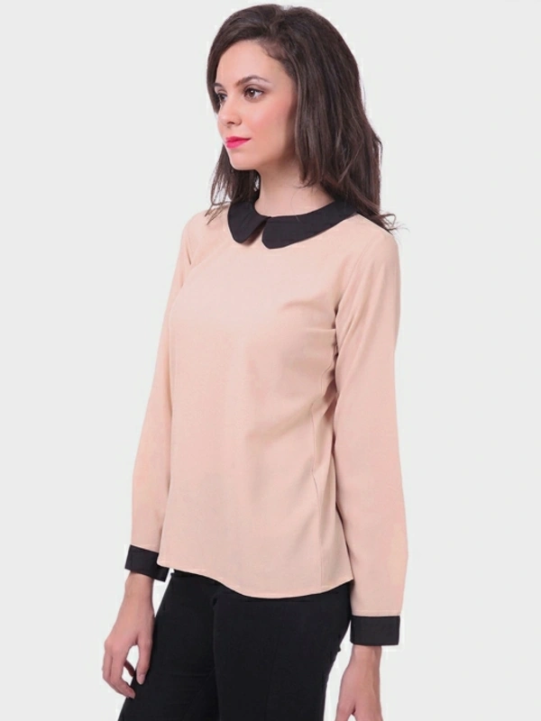 Sassafras Casual Full Sleeve Solid Women Beige Top - Beige, L