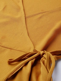 Sassafras Casual Cuffed Sleeve Solid Women Yellow Top - Mustard, S
