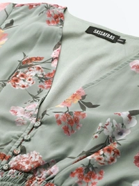 Sassafras Casual Full Sleeve Printed Women Light Green Top - Green 💚, L