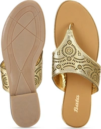 Bata Women Gold Flats - Gold 🪙, 8