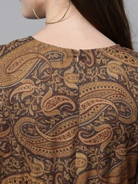 Sassafras Women Tiered Brown, Black Dress - Multi Colour, XL
