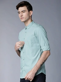 Highlander Men Solid Casual Blue Shirt - M, Blue 💙