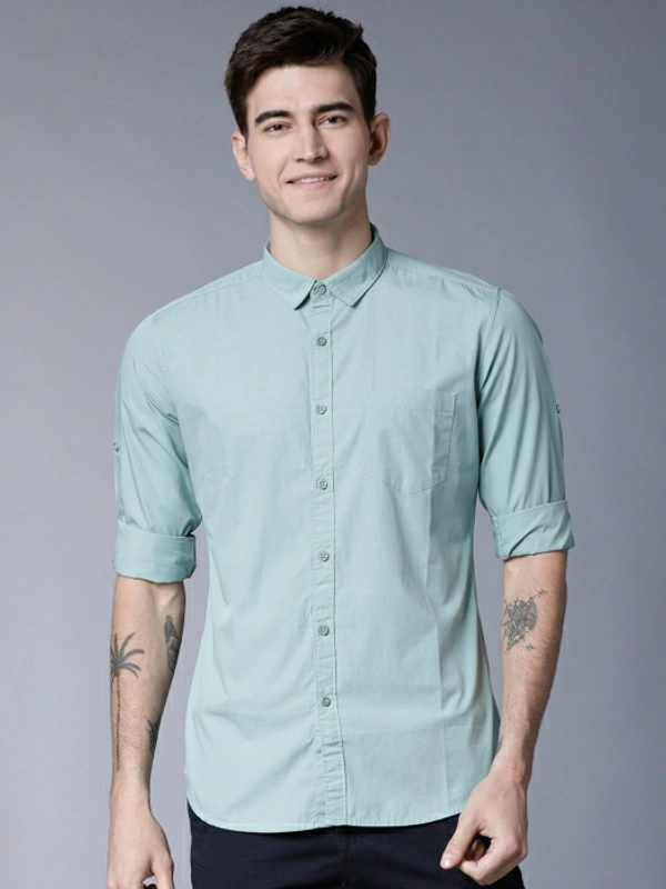 Highlander Men Solid Casual Blue Shirt - M, Blue 💙