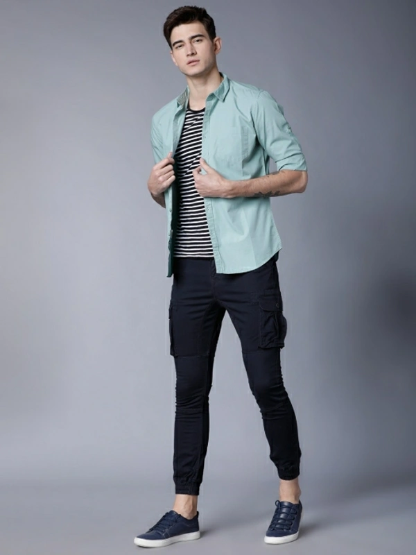 Highlander Men Solid Casual Blue Shirt - M, Blue 💙