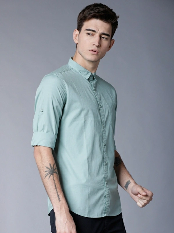 Highlander Men Solid Casual Blue Shirt - M, Blue 💙