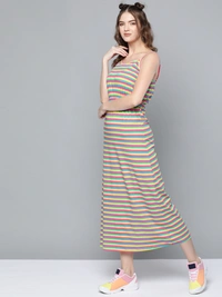 Sassafaras Rainbow Stripes Strappy Maxi Dress - XS, Multicolor